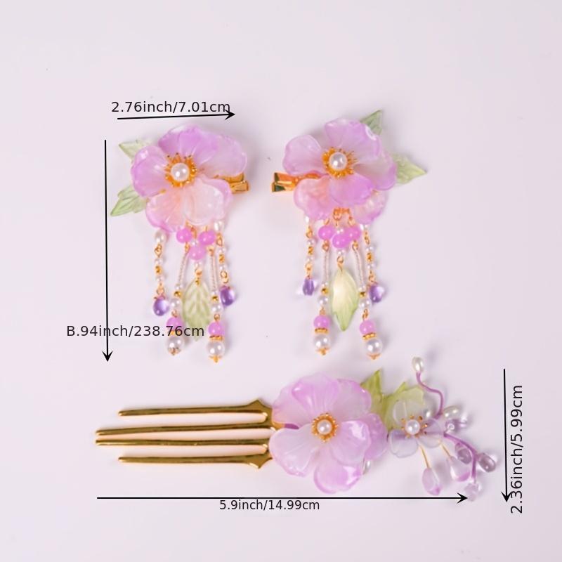 Vintage Flower Leaf Tassel Hairpin Hair Comb Clip Barrette Chinese Style