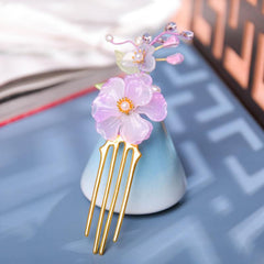 Vintage Flower Leaf Tassel Hairpin Hair Comb Clip Barrette Chinese Style