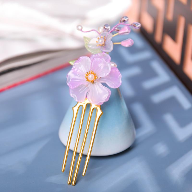 Vintage Flower Leaf Tassel Hairpin Hair Comb Clip Barrette Chinese Style