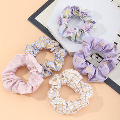 5pcs Floral Hair Ring Ponytail Holder Elastic Rubber Band