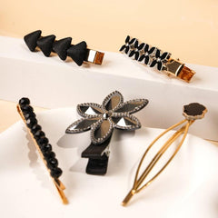 5 Flower Clover Rhinestone Hair Clips Vintage Barrette Hair Accessories