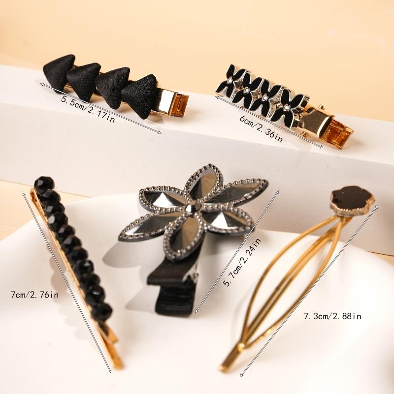 5 Flower Clover Rhinestone Hair Clips Vintage Barrette Hair Accessories