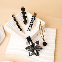 5 Flower Clover Rhinestone Hair Clips Vintage Barrette Hair Accessories
