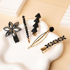 5 Flower Clover Rhinestone Hair Clips Vintage Barrette Hair Accessories