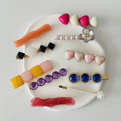 10pcs Crystal Pearl Duck Billed Hair Clip for Women Girls