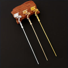 Camellia Flower Hair Pin Retro Hair Stick Metal Hair Bun Maker