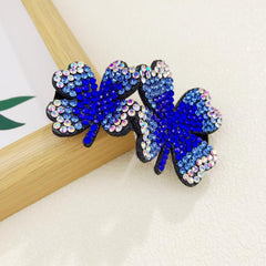 Sparkling Four Leaf Clover Hair Clip Vintage Style Glitter Duck Billed Clip