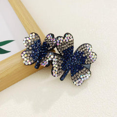 Sparkling Four Leaf Clover Hair Clip Vintage Style Glitter Duck Billed Clip