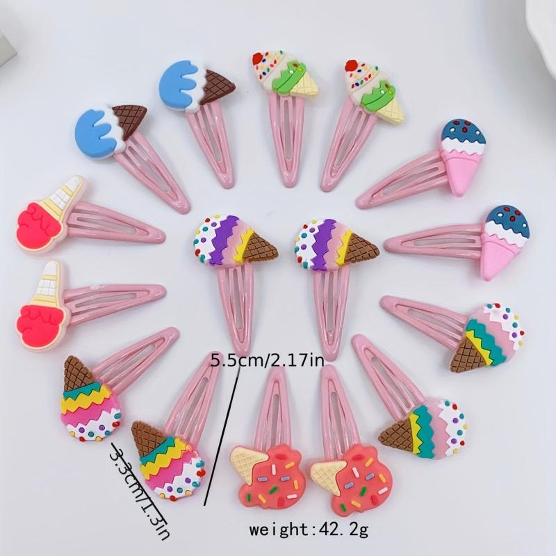 Y2K Cartoon Ice Cream Hair Clips Snap Clip PVC Hair Slides Clip
