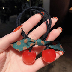 Cherry Decor Hair Rope Elastic Hair Tie Ponytail Rubber Band