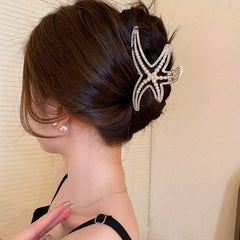 Starfish Claw Clip Pearl Rhinestone Metal Hair Claw