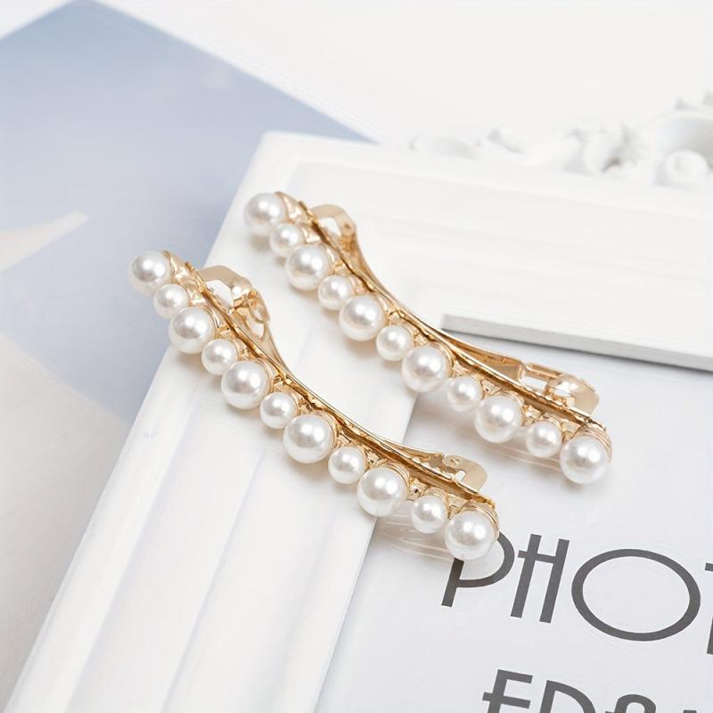 Faux Pearl Hair Clip Ponytail Headwear Sweet French Barrette Hair Accessories