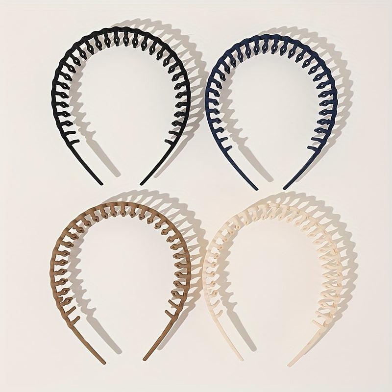 4pcs Tooth Headband Wavy Head Hoop Solid Headdress Hair Accessories For Women