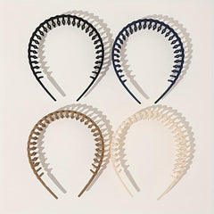 4pcs Tooth Headband Wavy Head Hoop Solid Headdress Hair Accessories For Women