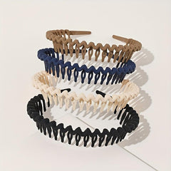 4pcs Tooth Headband Wavy Head Hoop Solid Headdress Hair Accessories For Women