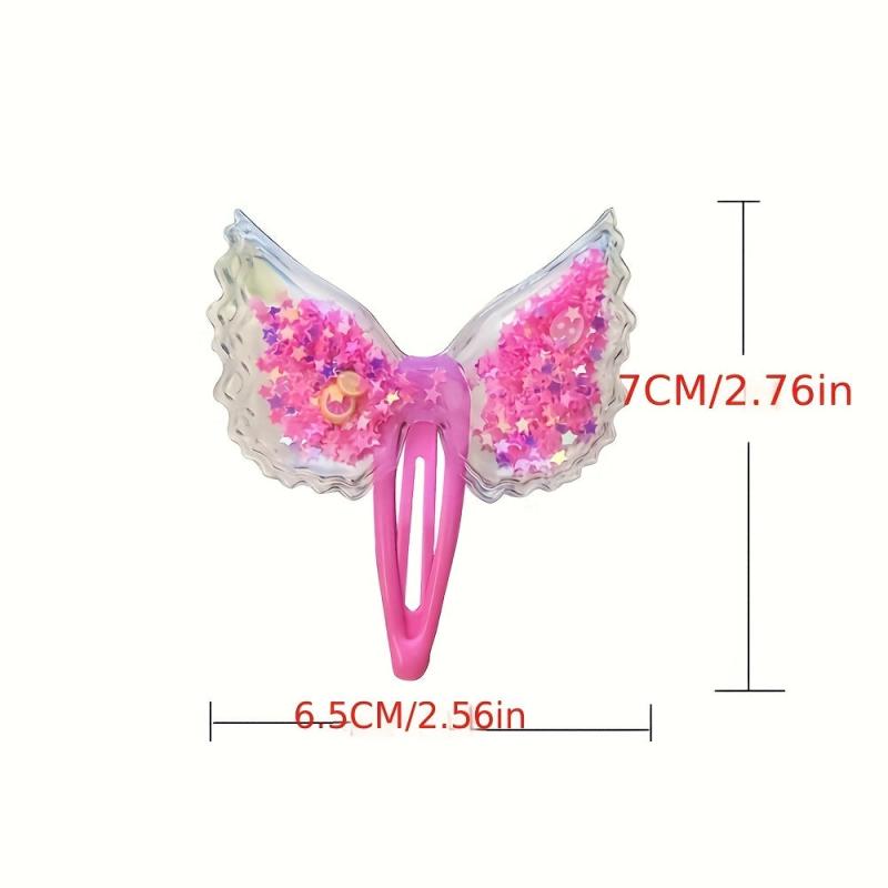 2pcs Colorful Wing Hair Clips Sequin Snap Hair Accessories For Kids