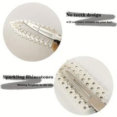 6Pcs Rhinestone No Bend Hair Clips Sparkling Hair Clips Curl Pin Barrette