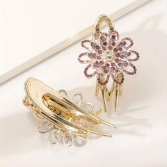 Vintage Flower Rhinestone Hair Claw Clip for Women Girls