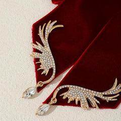 Velvet Bowknot Brooch Pin Rhinestone Wings Shirt Collar Pin