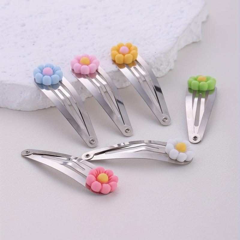 6pcs Resin Flower Hair Clip Snap Clip Y2K Candy Hair Slides Clip