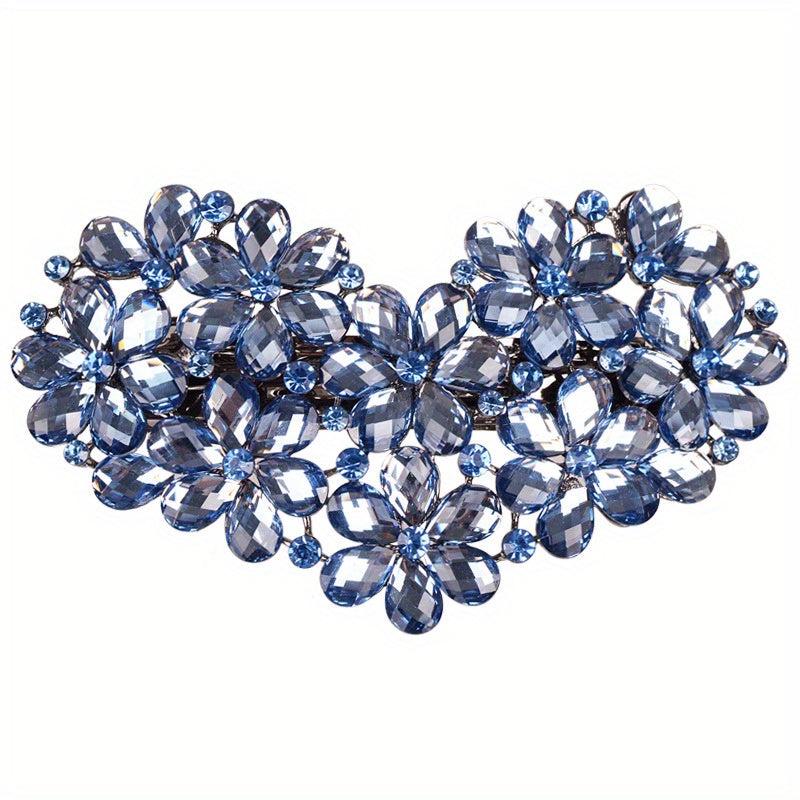 Heart Rhinestone Hair Clips French Barrette Hair Bun Maker