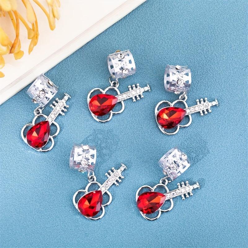 Crystal Guitar Hair Beads Metal Hair Clip Hippie Style Hair Accessory