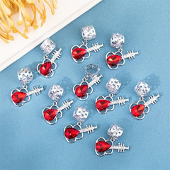 Crystal Guitar Hair Beads Metal Hair Clip Hippie Style Hair Accessory