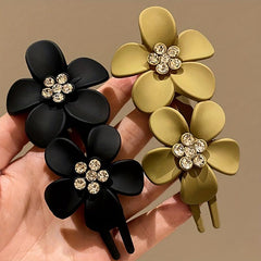 3pcs Frosted Flower Rhinestone Hair Claw for Dance Party