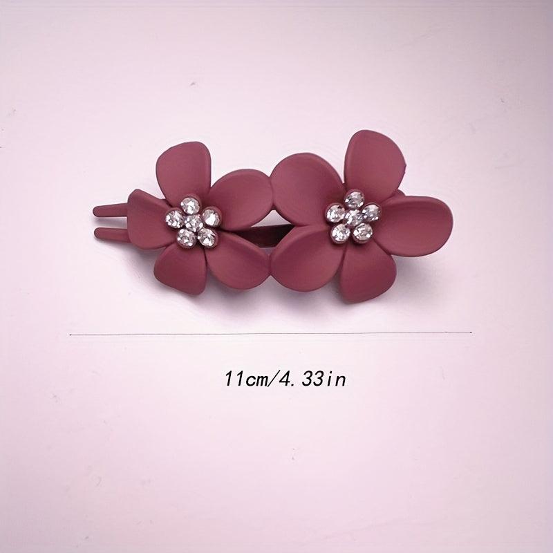 3pcs Frosted Flower Rhinestone Hair Claw for Dance Party