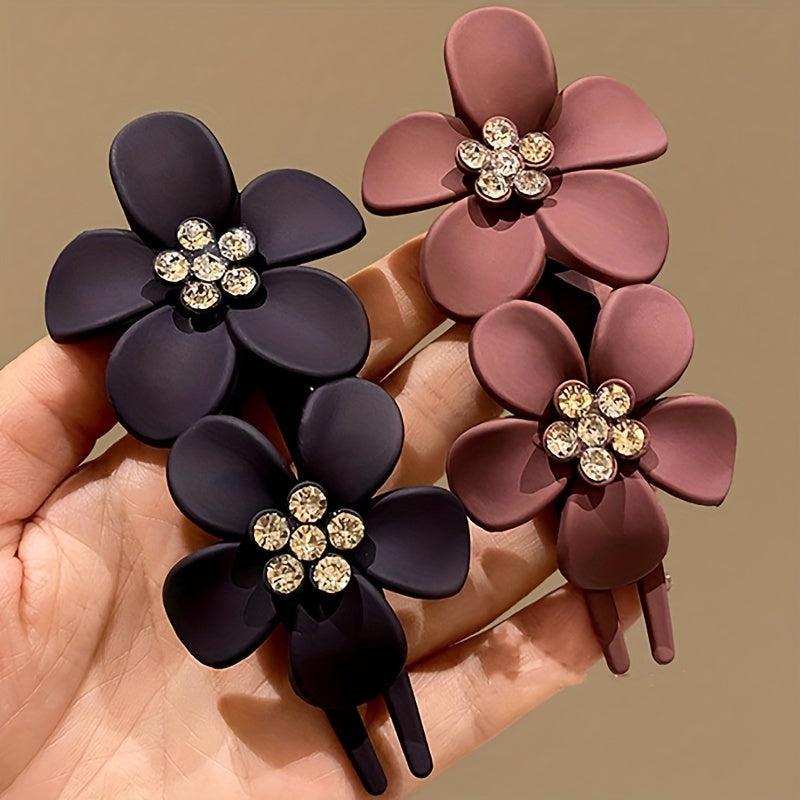 3pcs Frosted Flower Rhinestone Hair Claw for Dance Party