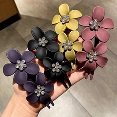 3pcs Frosted Flower Rhinestone Hair Claw for Dance Party