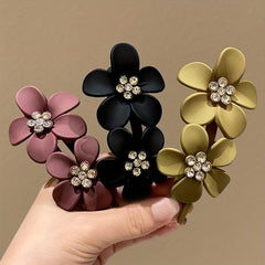 3pcs Frosted Flower Rhinestone Hair Claw for Dance Party