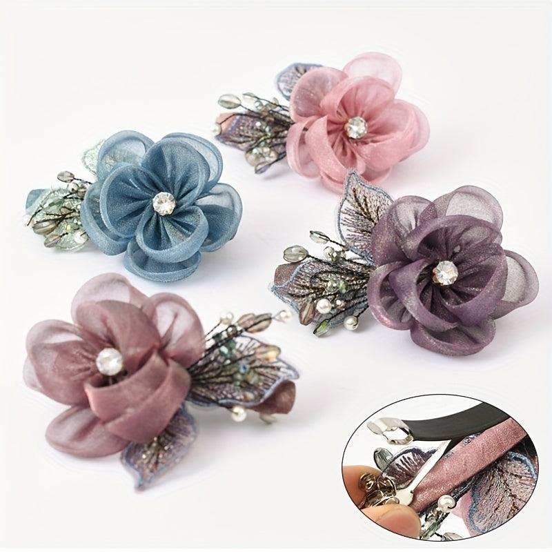 Rhinestone Floral Hair Clip Faux Pearl Wedding Headpiece