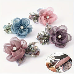 Rhinestone Floral Hair Clip Faux Pearl Wedding Headpiece