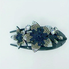 Flower Leaf Decor Hair Clip Anti Slip Rhinestone Duck Billed Clip
