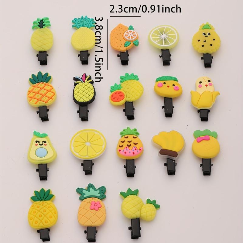 18pcs Baby Girls Fruit Hair Clip Pineapple Pear Duck Billed Clip