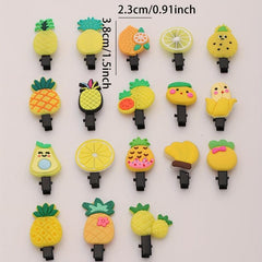 18pcs Baby Girls Fruit Hair Clip Pineapple Pear Duck Billed Clip