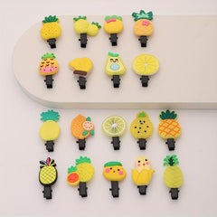 18pcs Baby Girls Fruit Hair Clip Pineapple Pear Duck Billed Clip