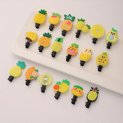 18pcs Baby Girls Fruit Hair Clip Pineapple Pear Duck Billed Clip