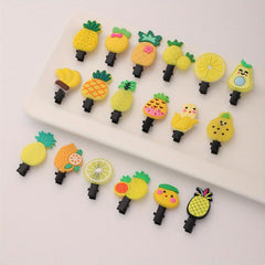 18pcs Baby Girls Fruit Hair Clip Pineapple Pear Duck Billed Clip