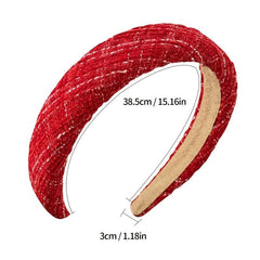 Red Plush Fabric Hairband Thick Sponge Headband Vintage Hair Accessories