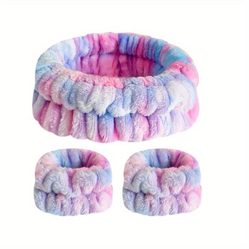 Tie Dye Sports Headband Plus Wristband Set Hair Hoop Face Wash Makeup SPA
