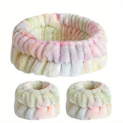 Tie Dye Sports Headband Plus Wristband Set Hair Hoop Face Wash Makeup SPA
