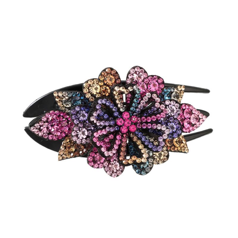 Crystal Flower Hair Claw Clip Rhinestone Retro Non Slip Strong Hold Grip