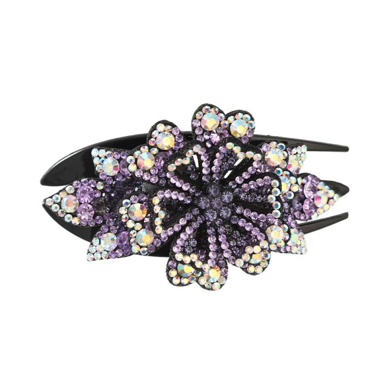 Crystal Flower Hair Claw Clip Rhinestone Retro Non Slip Strong Hold Grip