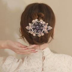 Crystal Flower Hair Claw Clip Rhinestone Retro Non Slip Strong Hold Grip