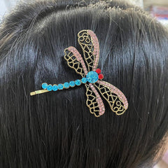Rhinestone Dragonfly Hair Clip Bobby Pin Side Clip Head Jewelry