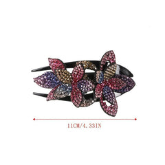 Rhinestone Double Flower Hair Clip Hair Ornament Women Hair Claw