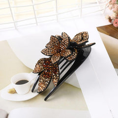 Rhinestone Double Flower Hair Clip Hair Ornament Women Hair Claw