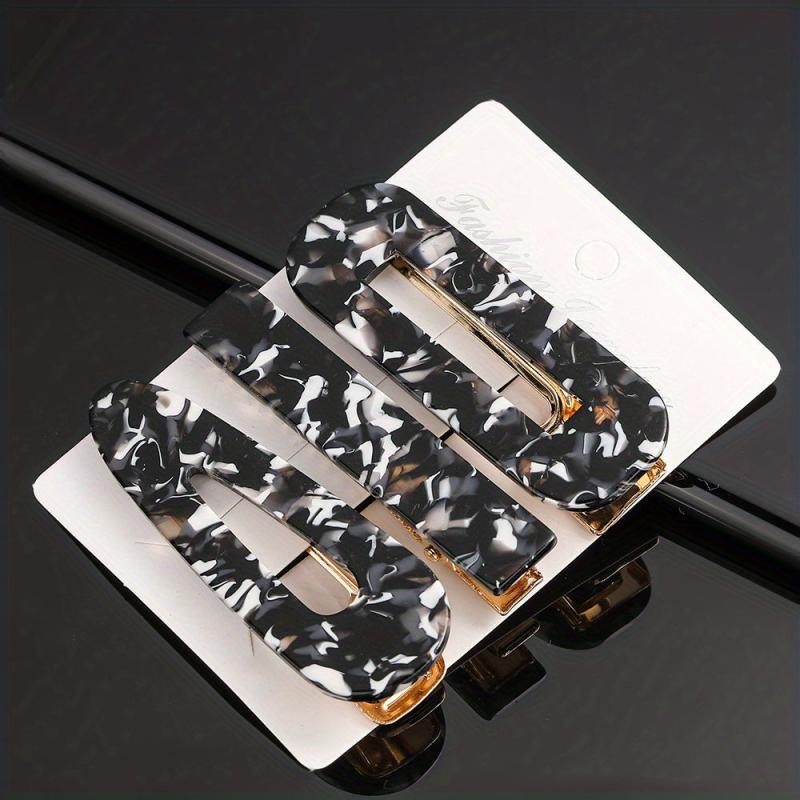3pcs Acetic Acid Acrylic Hair Clip Marble Pattern Headwear Hair Accessories